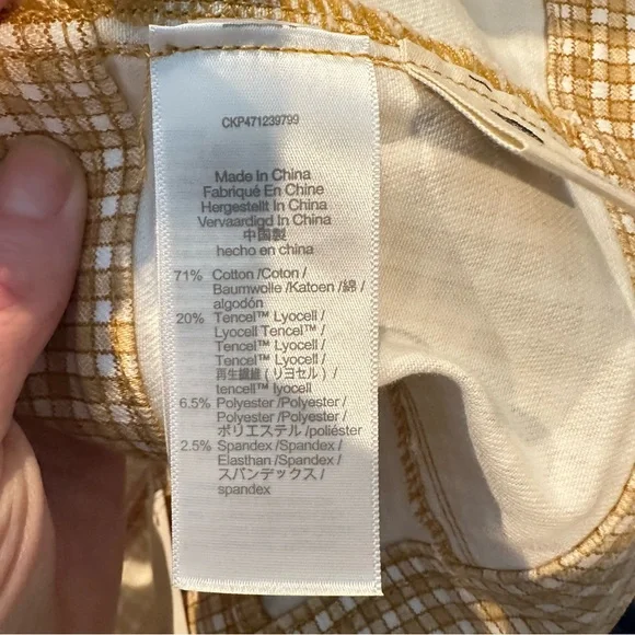 NWT Madewell Denim Supercrop Tank Top Mini Check Autumn Gold size 2 - Picture 6 of 7